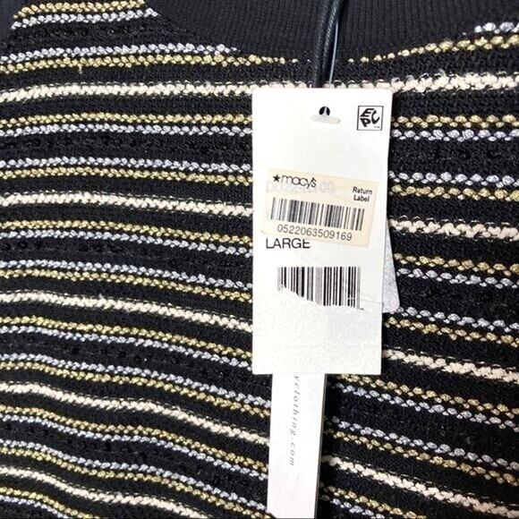 NWT Sanctuary Wms L Black Gold Metallic Stripe Knit Dress Zipper Accents - Picture 4 of 10